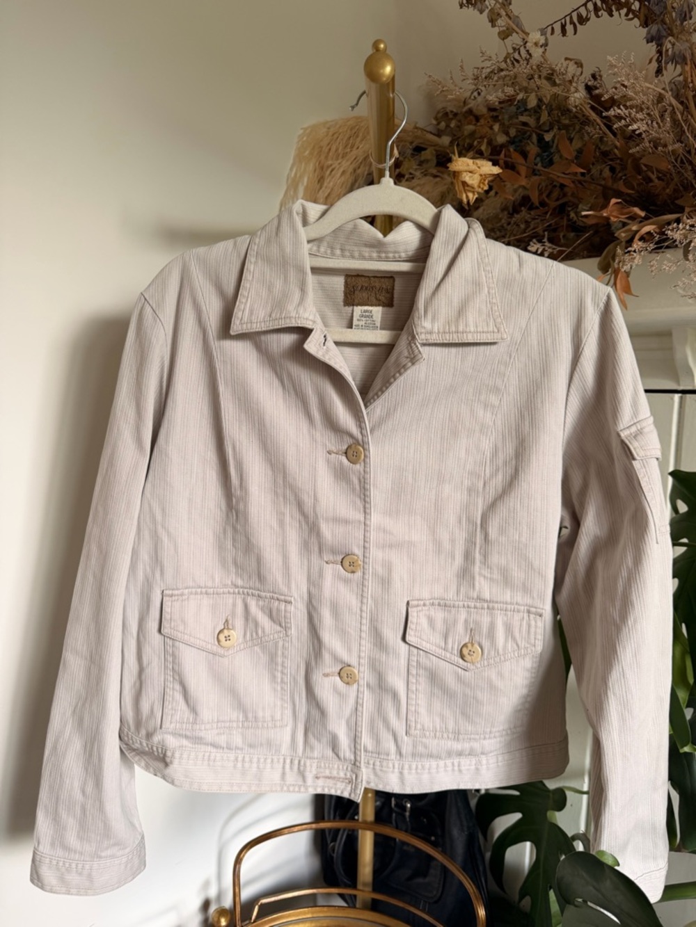St Johns Light Beige Women's Button-Front Jacket